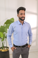 Ice Blue & White Stripe Shirt