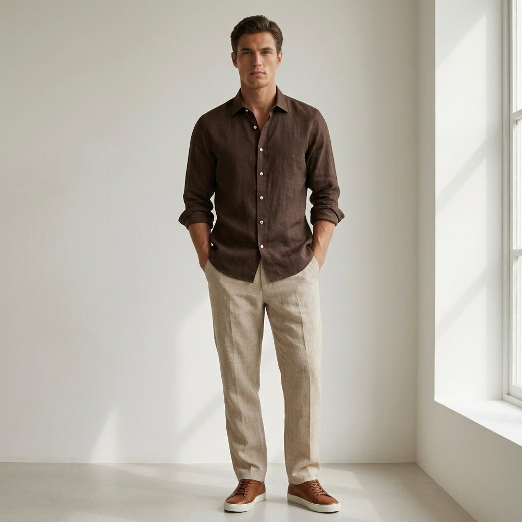 Chocolate Brown Linen Shirt