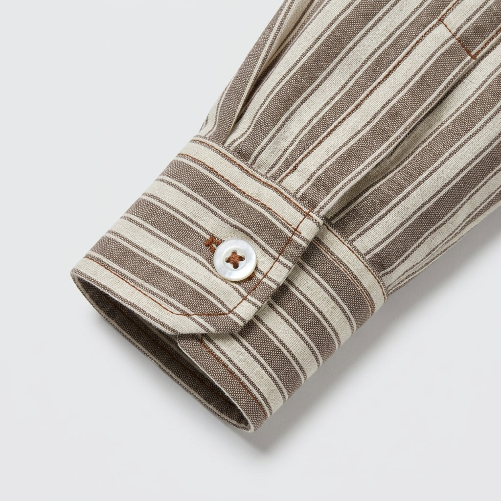 Brown Stripe Linen Shirt