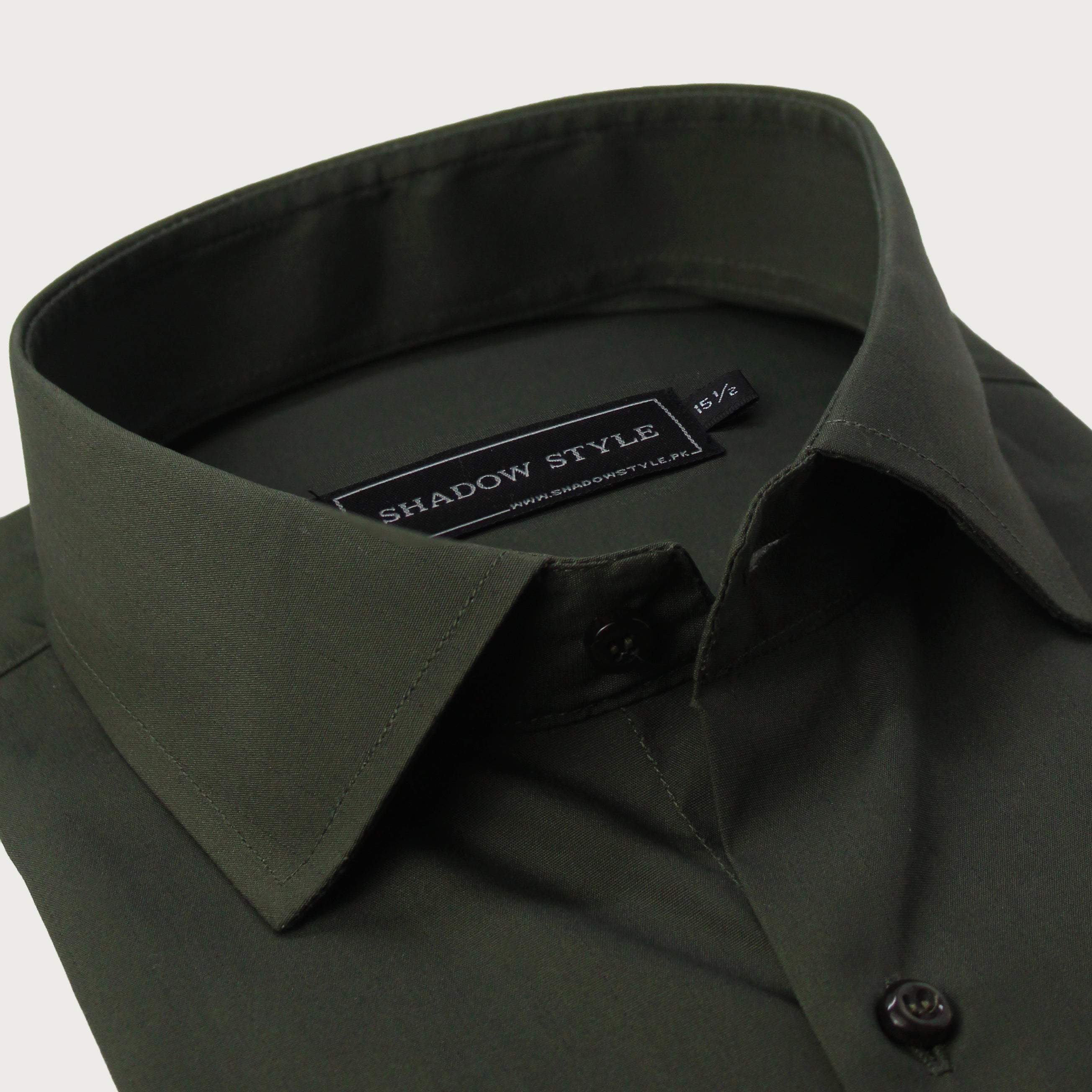 Military Green Self Textured Formal Shirt