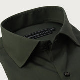 Military Green Self Textured Formal Shirt