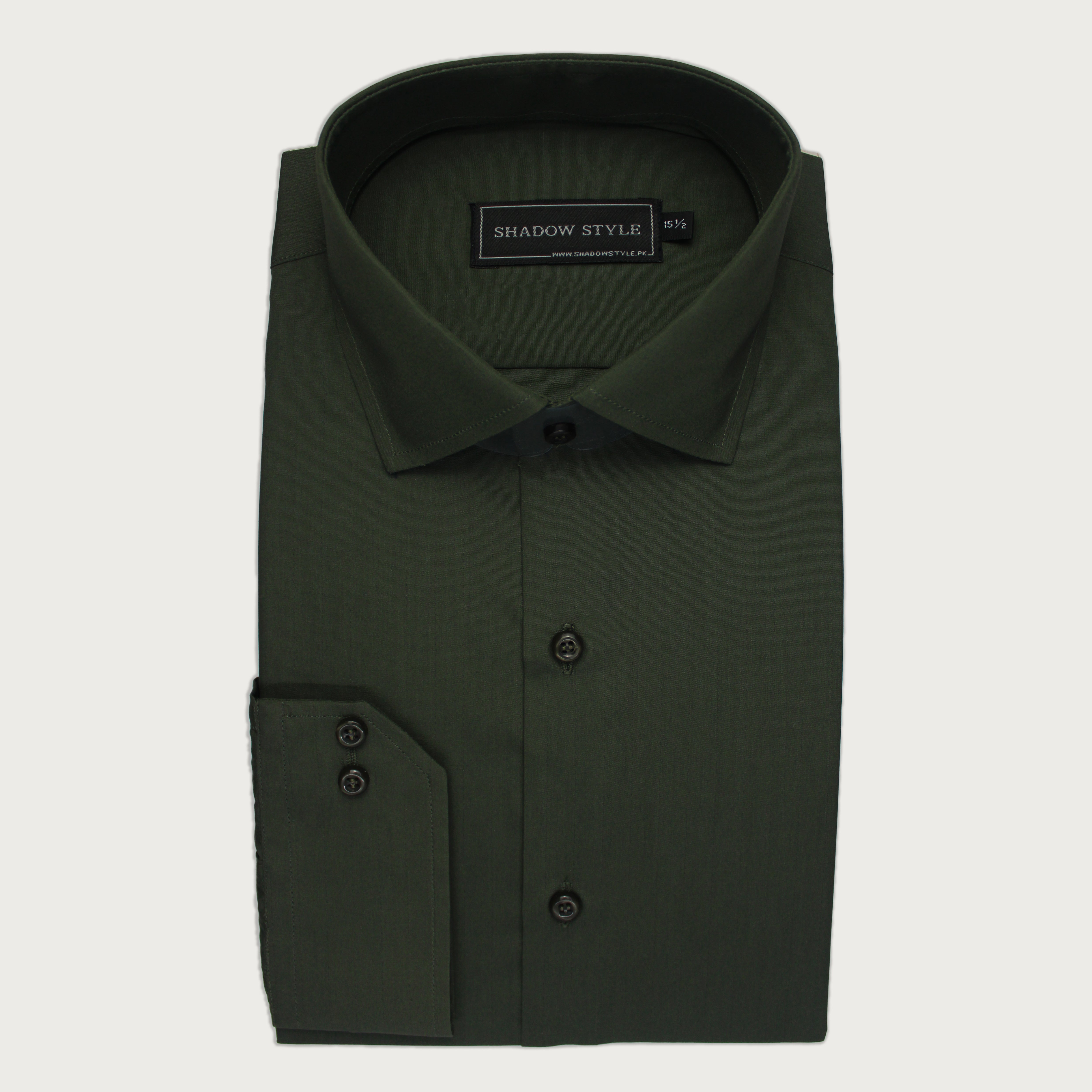 Military Green Self Textured Formal Shirt
